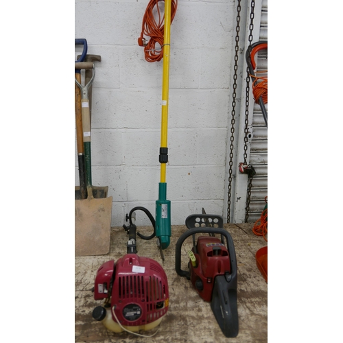 2278 - A chainsaw, a Bosch 52 ASG lopper and a Sovereign multi tool body