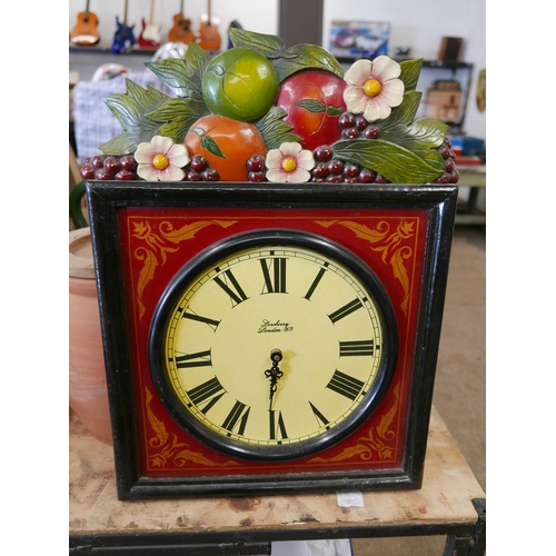 2299 - two terracotta pots, jug and bowl set and a kitchen clock