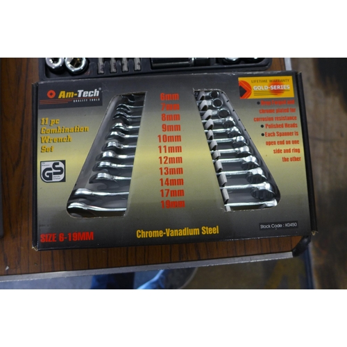 2363 - A box of assorted socket sets, sockets and empty tool boxes and organizer cases