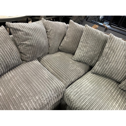 1570 - A small grey Jumbo cord corner sofa