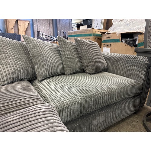 1570 - A small grey Jumbo cord corner sofa