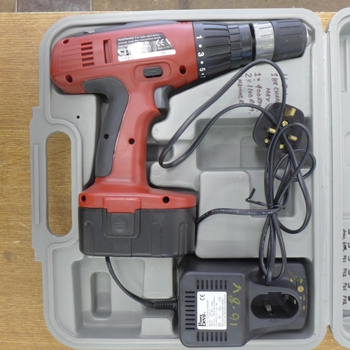 2048 - A Power Devil 16.8v cordless drill - in case