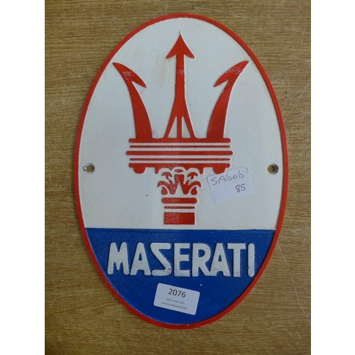 2076 - A Maserati plaque * this lot is subject to VAT