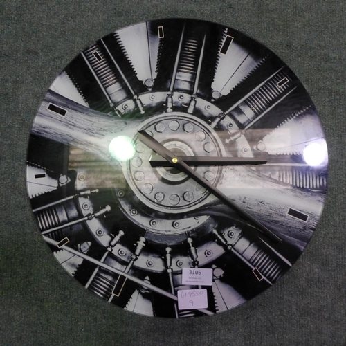 3105 - Glass circular propeller wall clock