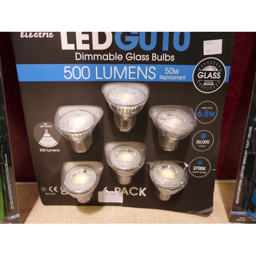 3116 - Quantity of Glasses, Feit GU10 Dimmable Bulbs and X-Lite Lighters (307-62,88,26,128) * This lot is s... 