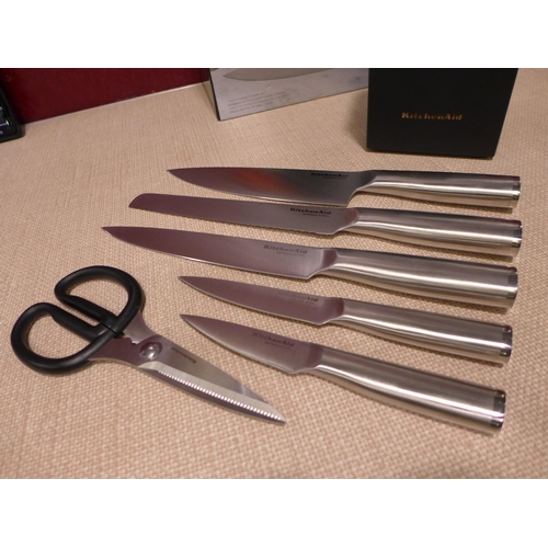 3127 - KitchenAid Stainless Steel Knives & Block (7pc) (German Steel) (307-212) * This lot is subject to VA... 