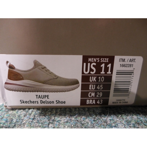 3224 - Men's taupe Skechers trainers UK size 10. *This lot is subject to VAT