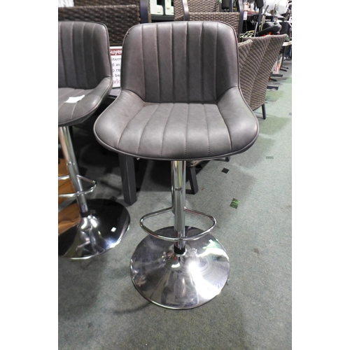 3400 - Two Bayside Grey Gas-Lift Bar Stools (Damaged) (307-271,272) * This lot is subject to VAT