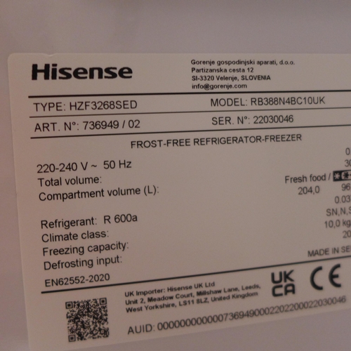 3417 - Hisense Stainless Steel Ecomm Fridge Freezer (model:- RB388N4BC10UK), original RRP £349.99 + VAT (30... 