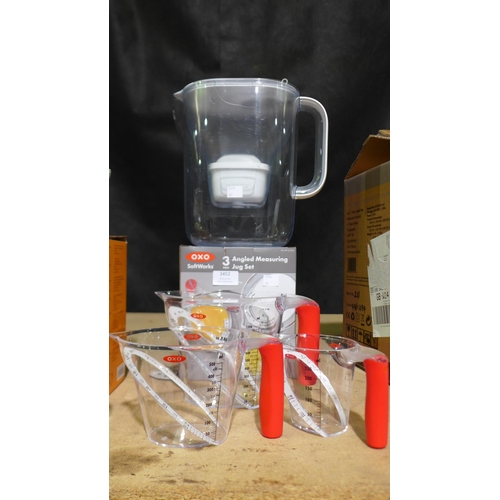 3452 - Oxo Measuring Jug Set (250ml/500ml/1ltr) and Brita Maxtra+XL 3.6ltr Style Jug (Damaged)  (307-183,19... 