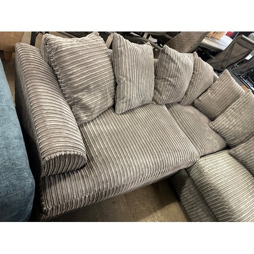 1570 - A small grey Jumbo cord corner sofa