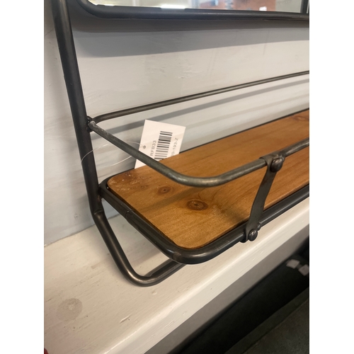 1374 - An Industrial metal wall mirror with shelf H55cm x W94cm (RFB3330)