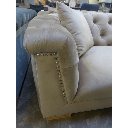 1400 - A Newport brushed gold buttoned velvet three and two seater sofa * This lot is subject to VAT