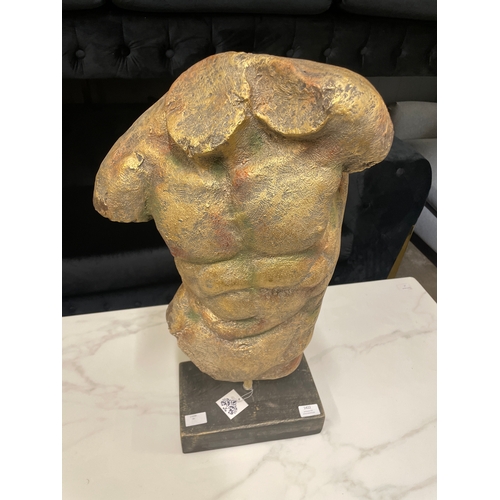 1422 - A gold classical male torso mounted on a plinth H68cm (TMP2131)