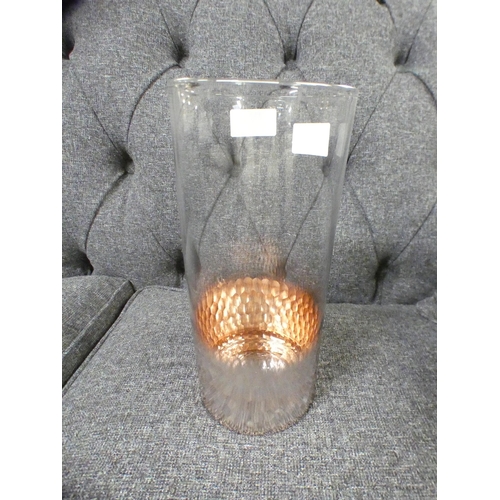 1353 - A copper hexagonal patterned vase