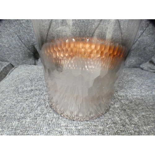 1353 - A copper hexagonal patterned vase