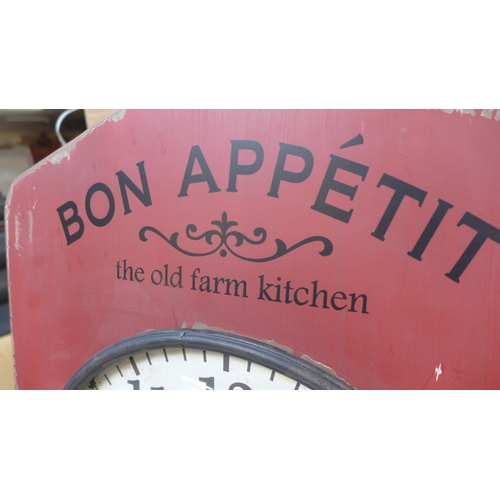 1489 - A 'Bon Appetit' antique effect wall clock