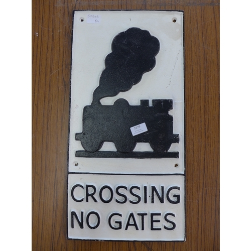 2122 - A Level Crossing - Train sign * this lot is subject to VAT