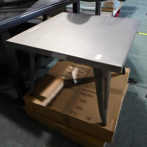 3070 - Brushed steel industrial style coffee/lamp table