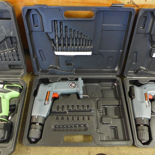 2002 - Five power tools:- Hilka 420w drill, Black and Decker electric screwdriver, Maplin 18v cordless dril... 