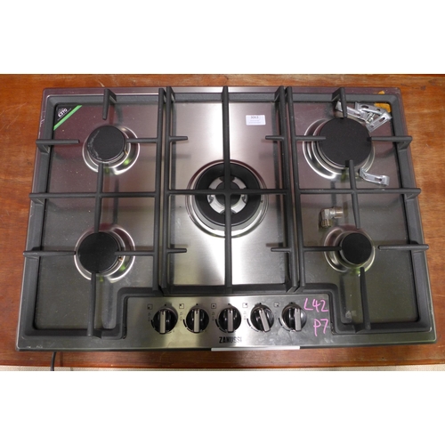 3063 - Zanussi Gas 5 Burner Hob (H40xW744xD510) - model no.:- ZGNN755X, original RRP £265.83 inc. VAT (416-... 