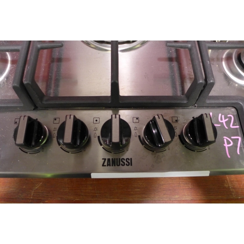 3063 - Zanussi Gas 5 Burner Hob (H40xW744xD510) - model no.:- ZGNN755X, original RRP £265.83 inc. VAT (416-... 