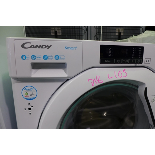 3105 - Candy Integrated Washing Machine (8kg) (H820xW600xD530) (Model No: CBW48D1W4-80) original RRP £374.1... 