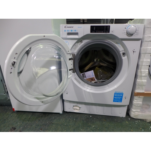 3105 - Candy Integrated Washing Machine (8kg) (H820xW600xD530) (Model No: CBW48D1W4-80) original RRP £374.1... 