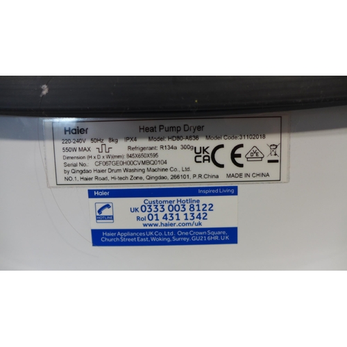 3114A - Haier 8kg Heat Pump Dryer (model: HD80-A636), original RRP £439.99 + VAT  (305-76)    * This lot is ... 