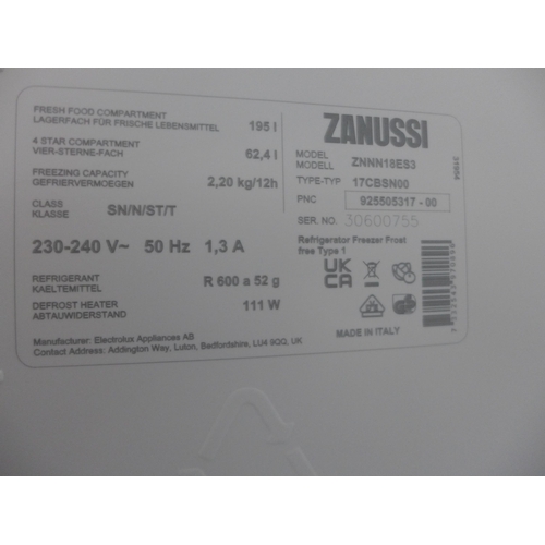 3117 - Zanussi 70/30 Fridge Freezer - Frost Free (H1772xW546xD549) (Model No: ZNNN18ES3) original RRP £748.... 