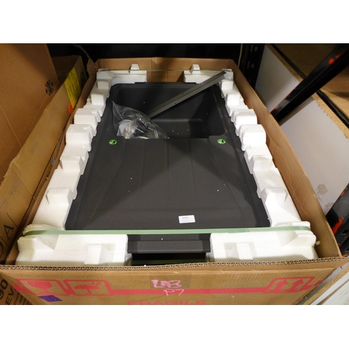 3155 - Grey Composite Sink with Drainer & Fixings (416-43) * This lot is subject to VAT