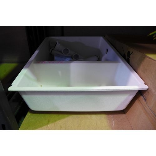 3171 - Undermount White 1.5 Composite Sink with Fixings (Damaged Corner) (416-78) * This lot is subject to ... 