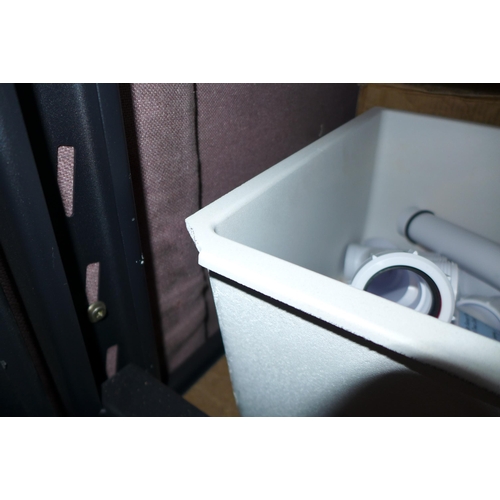 3171 - Undermount White 1.5 Composite Sink with Fixings (Damaged Corner) (416-78) * This lot is subject to ... 