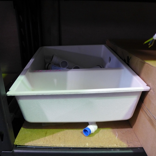 3171 - Undermount White 1.5 Composite Sink with Fixings (Damaged Corner) (416-78) * This lot is subject to ... 