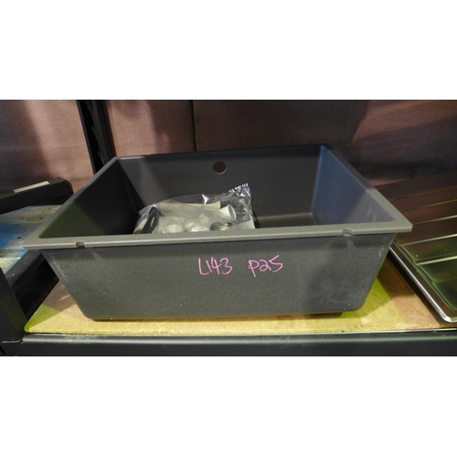 3173 - Samos Undermount Rock Grey 1 Bowl Sink with Fixings (416-143) * This lot is subject to VAT