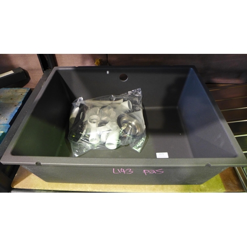 3173 - Samos Undermount Rock Grey 1 Bowl Sink with Fixings (416-143) * This lot is subject to VAT