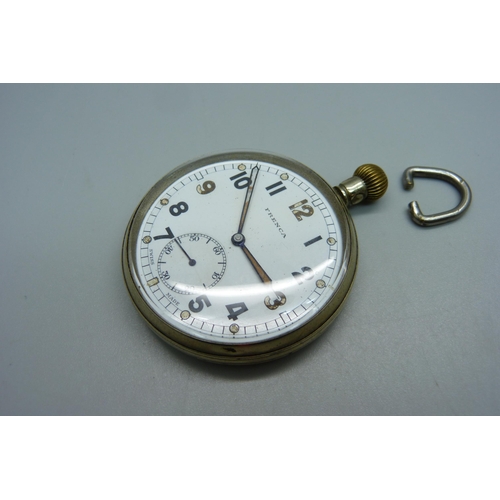 1001 - A Frenca military issue pocket watch, GS/TP, S-061644, with broad arrow