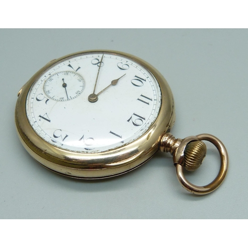 1007 - A Waltham top-wind pocket watch in a 10ct rolled gold case, case back bears monogram