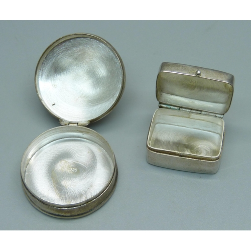 1010 - Two silver pill boxes