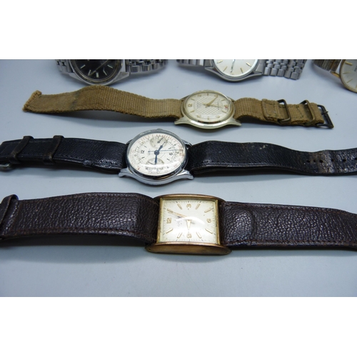 1025 - Six gentleman's wristwatches including J.W. Benson chronograph, Seiko, Avia lacking crown and Cimier