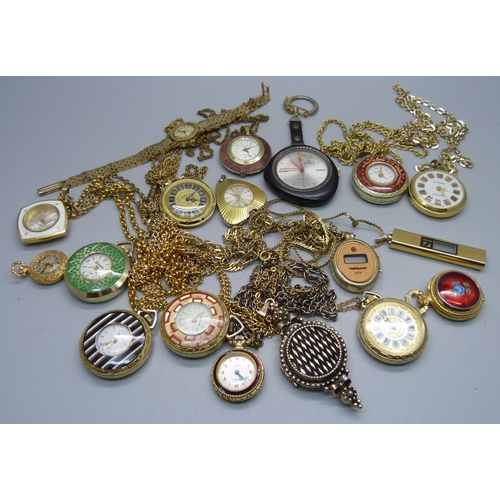 1056 - A collection of lady's watches including fob and pendant