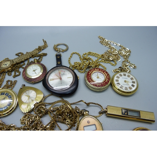 1056 - A collection of lady's watches including fob and pendant