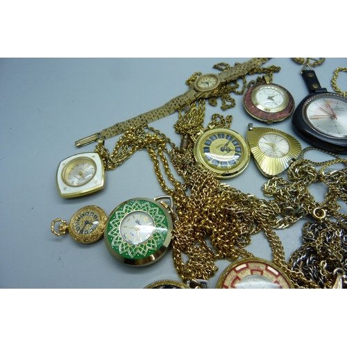 1056 - A collection of lady's watches including fob and pendant