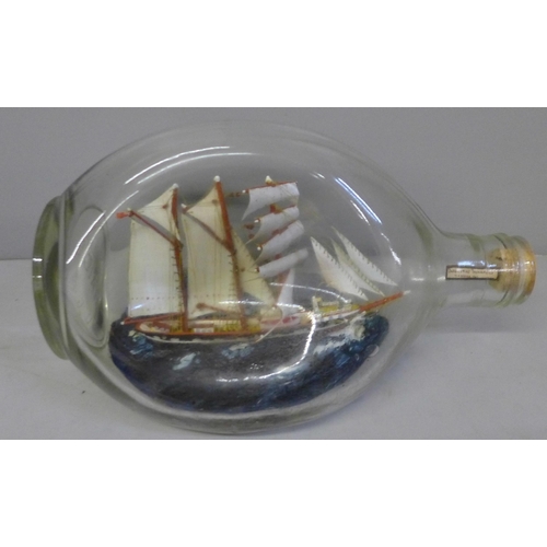 1082 - A ship in a Haig's whisky bottle, with label 1947