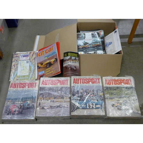 1083 - A collection of 1970s Auto Sport magazines, complete, rally maps and stage notes and other ephemera ... 