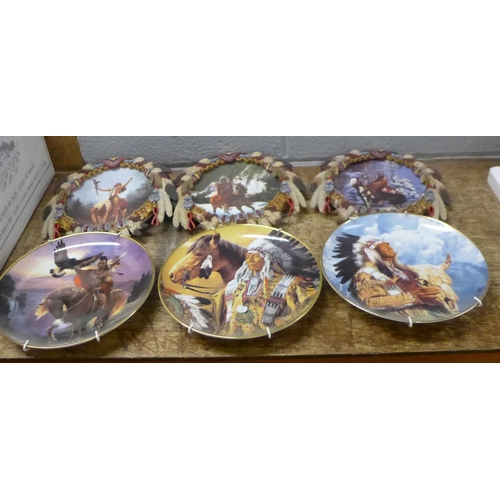 1089 - Two boxes of Native American collectors plates and assorted figures including Juliana Collection **P... 