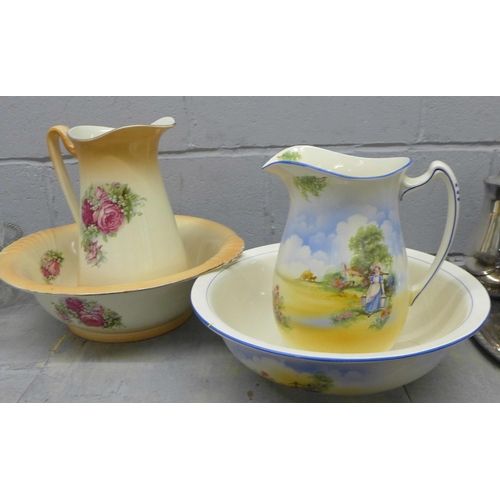 1094 - Two wash jugs and bowls **PLEASE NOTE THIS LOT IS NOT ELIGIBLE FOR POSTING AND PACKING**