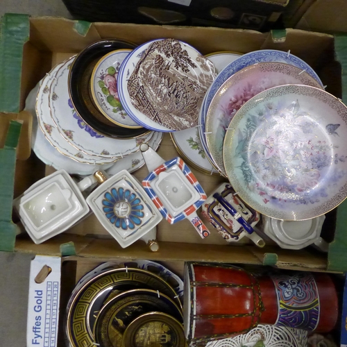 1122 - Five boxes of assorted decorative china, bongos, etc. **PLEASE NOTE THIS LOT IS NOT ELIGIBLE FOR POS... 