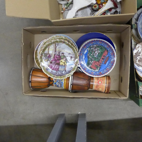 1122 - Five boxes of assorted decorative china, bongos, etc. **PLEASE NOTE THIS LOT IS NOT ELIGIBLE FOR POS... 