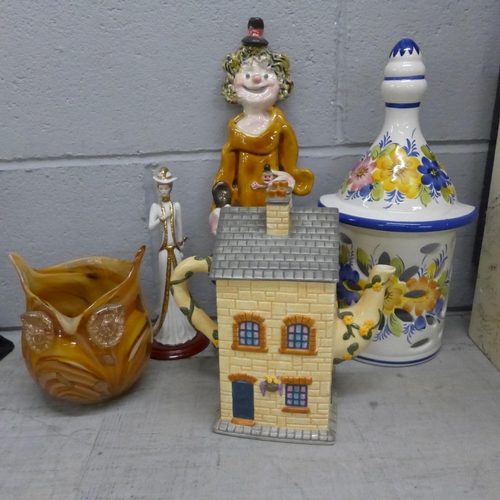 1122 - Five boxes of assorted decorative china, bongos, etc. **PLEASE NOTE THIS LOT IS NOT ELIGIBLE FOR POS... 